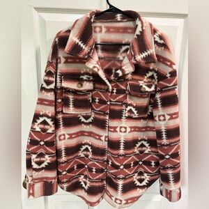 SHEIN Aztec Multicolor Fleece Shacket